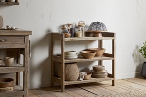 nkuku Ibo Reclaimed Wood Pantry Standing Shelves | Storage Furniture | One Size | Natural