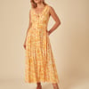 Yellow Printed Sleeveless Flossie Midi Dress
