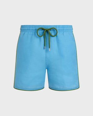 Vilebrequin - Men Linen Swim Shorts Solid - Swimwear - Mallorca - Blue - Size XXXL