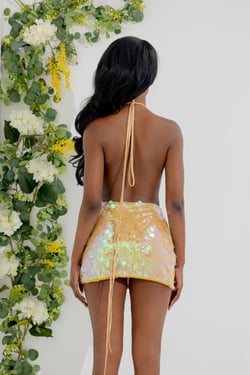 THE INDIGO SEQUIN SKIRT DARK YELLOW