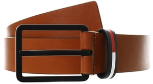 Tommy Jeans Elevated Flag Keeper Leather Belt - Natural Cognac - 2XL