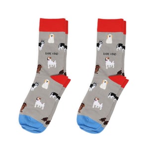 Grey Dog Pet Pair Bamboo Sock Set | UK Adult 4-7 & 7-11