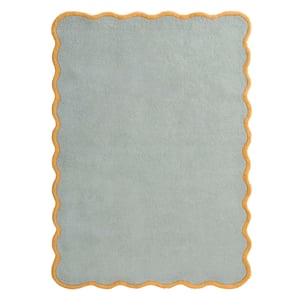Scalloped Elsie Rug Duck Egg/Ochre - 200x290cm