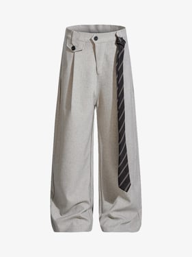 Tie Detail Relaxed Fit Draped Suit Pants - Apricot / XXL