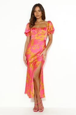 Passion In Friends Satin Maxi Dress Orange