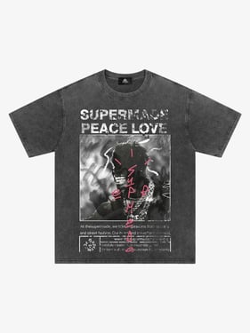 Thesupermade Gangsta Rapper Oversize Graphic T-shirt  - 1990 - Grey / 2XL