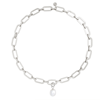 Link Chain Necklace and Baroque Pearl Charm Silver Set