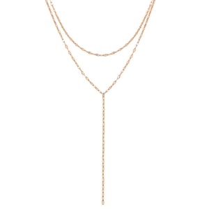 Flattened Chain Link Y Necklace Rose Gold