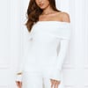 Dreamwave Off Shoulder Knit Top White