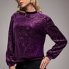 Goddiva Sequin Velvet Sweater - Magenta
