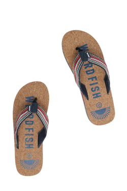 Weird Fish Englewood Cork Flip Flops Dark Blue Size 12