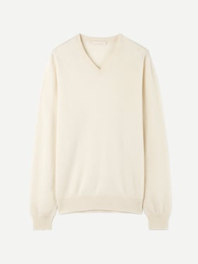 Essential V-Neck Cashmere Sweater - 3XL / White / MK02-01