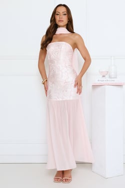 Sophisticated Night Strapless Maxi Dress Pink