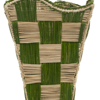 Checkered Handwoven Iraca Vase - Dark Green