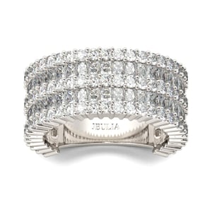 Jeulia Wide Radiant Cut Sterling Silver Women's Band