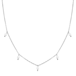 Cinque Pearl Chain Necklace Silver