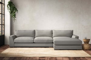 nkuku Guddu Large Right Hand Chaise Sofa | Make To Order | Brera Linen Smoke | No Colour