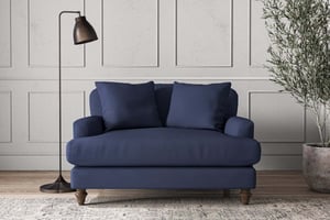 nkuku Deni Love Seat | Make To Order | Recycled Cotton Navy | No Colour