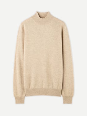 Organic Color Essential Mock Neck Cashmere Sweater - 3XL / warm grey / MK34-1000