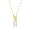 Shell Rectangle Pendant T-Bar Chain Necklace Gold