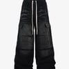 Washed Multi Pocket Drawstring Cargo Jeans - Black / L