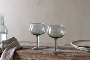 nkuku Yala Hammered Gin Glass Set Of 2 | Glassware | Sage Green