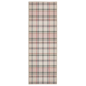 Isla Plaid Pink Eco-Washable Runner - 75x220cm