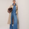 Blue Mid Rise Wide Leg Jeans