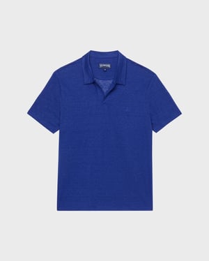 Vilebrequin - Men Linen Jersey Polo Shirt Solid - Polo - Pyramid - Blue - Size 4XL