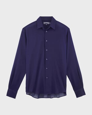 Vilebrequin - Cotton Voile Lightweight Shirt Solid - Shirt - Caracal - Blue - Size 4XL