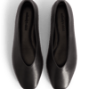 Black Leather High Vamp Ballet Flats