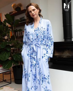 Lucy Womens Lace Detail Floral Print Long Dressing Gown - 28