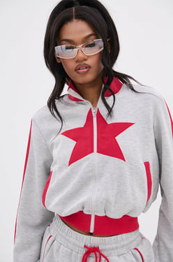 AKIRA All Star Full Zip Mock Neck Sweatshirt | Size XL