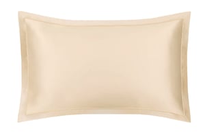 Champagne Oxford Pure Silk Pillowcase - UK Super King | US King / Oxford - Champagne, Champagne Piping