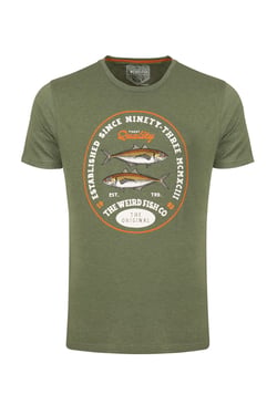 Weird Fish Fish Stamp Front Print Graphic T-Shirt Basil Size XL