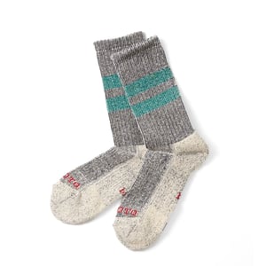 ROTOTO Pile Stripe Marl Socks Navy / Sea Green
