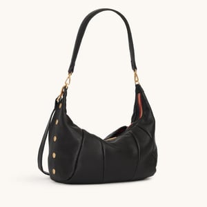 Hammitt Morgan Black Brushed Gold Red Zip