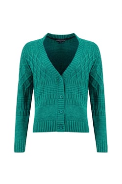 Weird Fish Amiens Mixed Stitch Cardigan Deep Teal Size 8