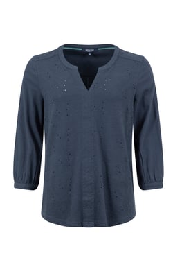 Weird Fish Mabel Broidery 3/4 Sleeve Top Navy Size 8