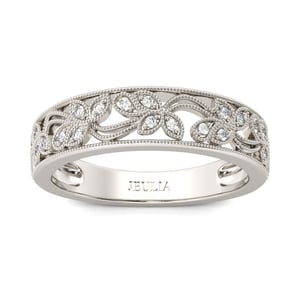 Jeulia Milgrain Round Cut Sterling Silver Women's Band