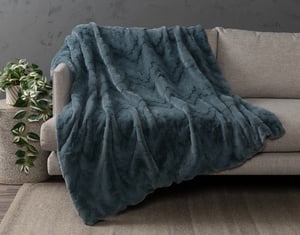 QE Home Geo Etched Throw in Teal Haze, Geometric, Blue