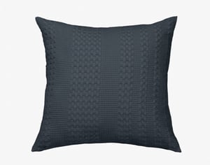 QE Home Waffle Cotton Euro Sham in Navy, Geometric, Blue, 26" x 26"