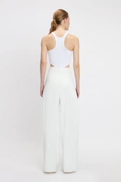 Victoria Beckham High Leg Bodysuit In White - XL - Womens