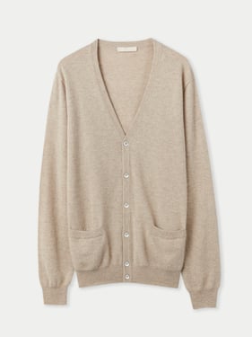 Organic Color Essential Cashmere V-Neck Cardigan - 3XL / warm grey / MK04A-1000