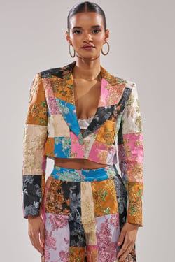 AKIRA Lolita Patchwork Brocade Blazer | Size 1X