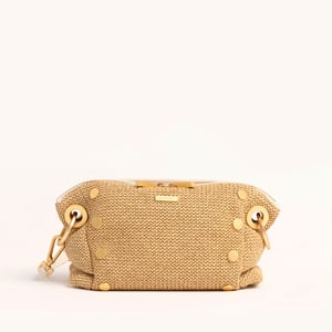 Hammitt Daniel Crossbody Clutch Calla Lily White Raffia Brushed Gold Sml