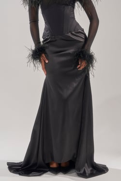 AKIRA Star Of The Night High Waisted Corset Maxi Skirt | Black | Size 1X