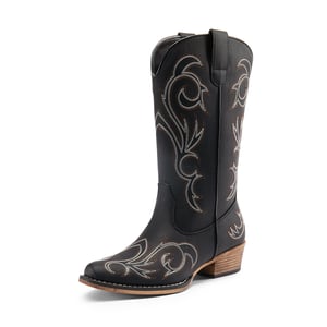 DREAM PAIRS Wide calf Square toe Mid Calf Cowgirl Boots