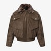 Retro Leopard Fur Collar Padded Bomber Jacket - Dark Brown / XL