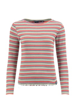 Weird Fish Thorne Ribbed Long Sleeve Top Garnet Size 8